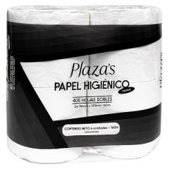 PAPEL HIGIENICO PLAZAS X 4 ROLLOS 400 HOJAS DOBLES