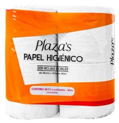 PAPEL HIG PLAZAS X 4 ROLLOS 200 HOJ DOBL